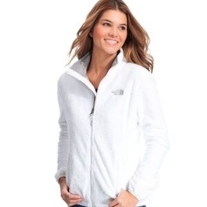 The North Face white fleece long sleeve mock funnel neck jacket. Size small. EUC